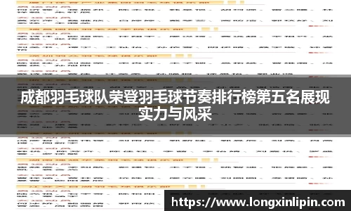 成都羽毛球队荣登羽毛球节奏排行榜第五名展现实力与风采